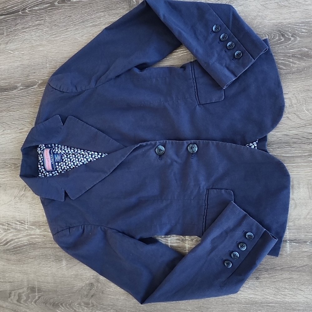 Y2K Vineyard Vines Two Button Corduroy Blazer Suit Jacket in Navy Blue